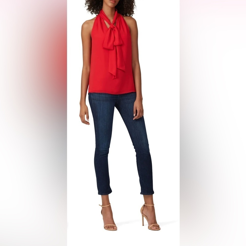 Prabal Gurung Cherry Tie Neck Blouse